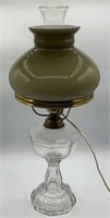 VTG Glass Electrified Oil Lamp w/ Clear Base