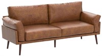 Faux Leather Couch, Caramel - MISSING 3 LEGS