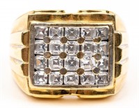 Jewelry 18kt Yellow Gold CZ Men's Wedding Ring