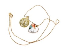 9ct rose gold box chain necklace and charms