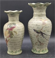(L) Italian Decorated Vases W/ Hummingbirds. 14