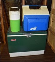 Coleman metal cooler plus 2 others; as is