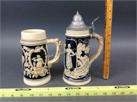 2 Vintage German Ceramic Steins