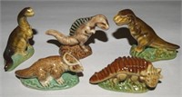 (5) Vtg Wade Whimsies Porcelain Dinosaur Figures -