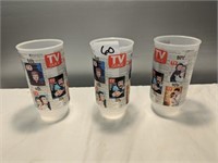 3 Vintage T.V. Guide Plastic Cups