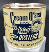 Antique Cream O Sea 12 Oz Oyster Can NOS RF Brown