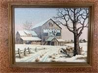 Morton Salt Painting on Canvas by C. Carson