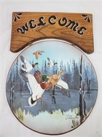 F.Grabko painted Welcom sign with flying ducks