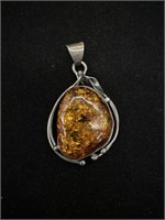 925 Silver Baltic Amber Gemstone Jewelry Pendant