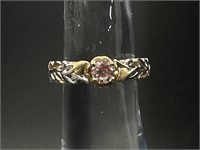 925 Silver and Gold Tone Cubic Zirconia Ring