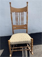 Antique Oak and Upholstered Rocking Chair