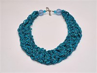 VINTAGE BEADED NECKLACE TURQUOISE COLOR