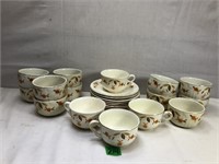 Hall’s Autumn Leaf Tea Cups, Saucers & Bowls