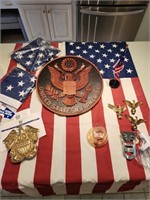 Presidential / Americana lot wooden seal flags & m