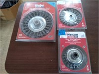 WEILER 3 Pc. Wire Wheel & Cup Brush Lot.