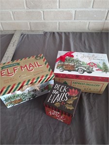 3 Decorative Christmas Gift Boxes Several Bows