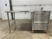 Stainless Steel Table w/ 2 Drawers