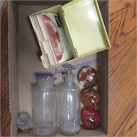 Tin recipe file, paperweights