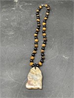 Onyx Beaded Necklace With Polished Gemstone