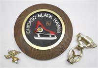 Chicago Blackhawks 14" Plastic Sign, 2 Trophy Tops