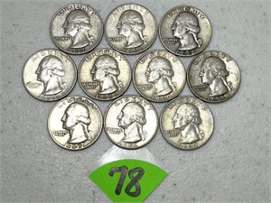 (10) Washington Silver Quarters
