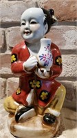 Oriental Porcelain Girl with Vase Figurine