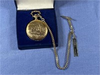 J.C. PENNEY STEAM ENGINE POCKET WATCH & CHAIN &