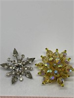 Vintage iridescent rhinestone pins