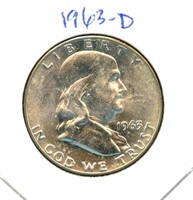 1963-D Franklin BU Silver Half Dollar