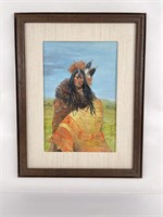 Charles Bear Montana Indian Oil Painting