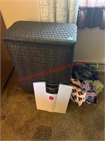 Laundry basket, handkerchief, scale