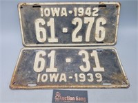 1939 & 1942 Iowa Licenses Plates