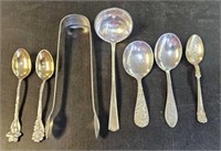 Sterling Silver Spoons & Sugar Tongs 131G