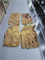 4 vintage burlap bags