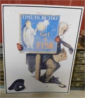 1992 Fisk Tire Norman Rockwell metal sign,