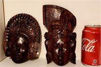 2 Carved Wooden Masks