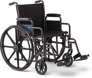 Medline Durable Steel Wheelchair with Flip-Back