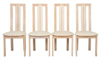 Postmodern Cerused Wood Tall Back Chairs, 4