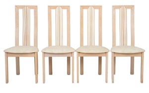 Postmodern Cerused Wood Tall Back Chairs, 4