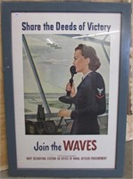 Framed WWII Navy Recruiting Poster, “Share the