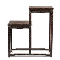 Antique Chinese Hand-Carved Hardwood Step Table.