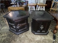 Vintage Dark Wood End Tables (2)