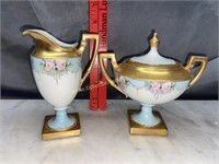 Hand painted limoges cream and sugar