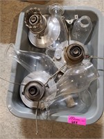 Vintage Oil Lamps with assorted glass replacement