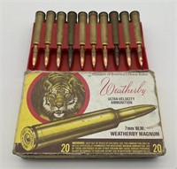 20 Live Rounds Of 7mm Mag Weatherby Ammunition