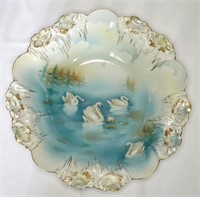 RS Prussia Swans on a Lake 11" Serving Bowl