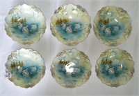 6 RS Prussia Swans on a Lake Small Berry Bowls