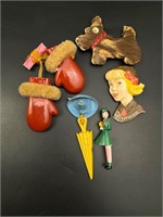 Vintage collection of plastic brooches