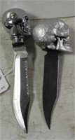 Lot #3830 - (2) Skull handle dagger style knives