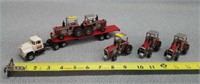 1/64 MF Truck & Trailer & 5- MF 2775 Tractors